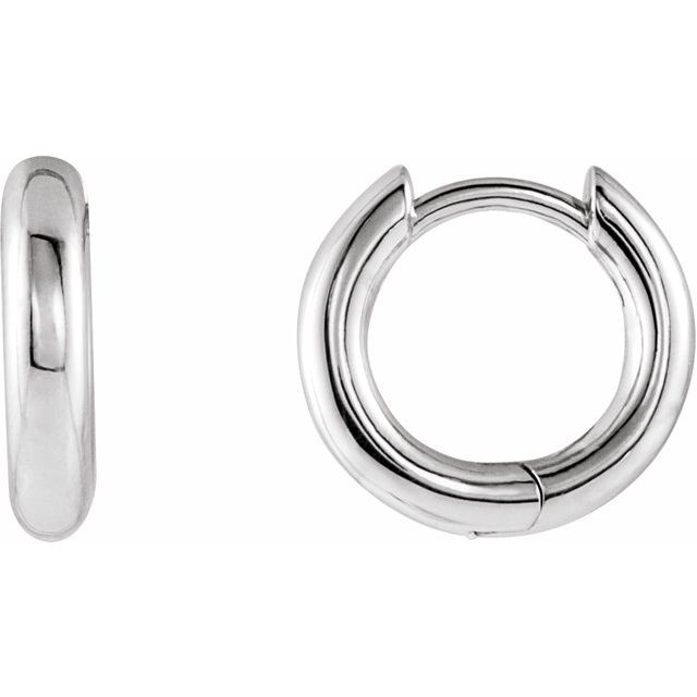 14K White Hinged 12 mm Hoop Earrings
