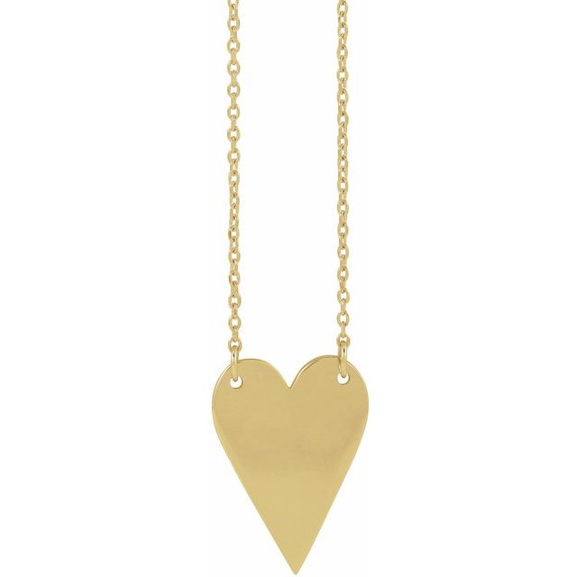 14K Yellow Engravable Heart 18' Necklace