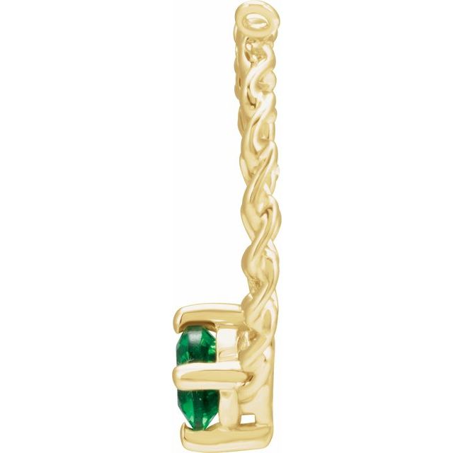 14K Yellow Natural Emerald Curb Link Necklace Center