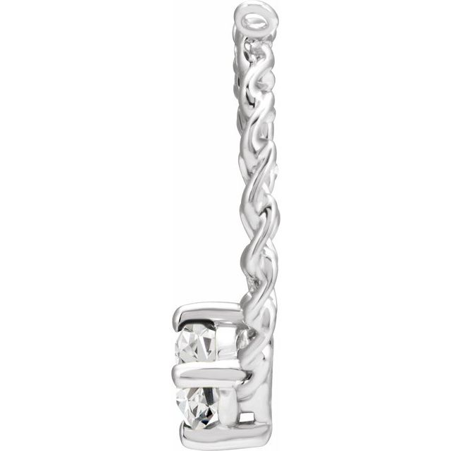 14K White 1/4 CT Lab-Grown Diamond Curb Link Necklace Center