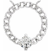 14K White 1/4 CT Lab-Grown Diamond Curb Link Necklace Center