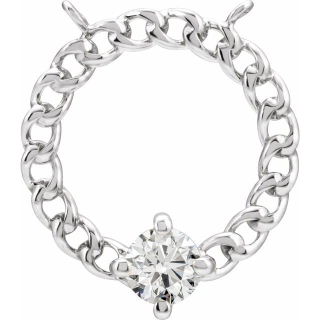 14K White 1/4 CT Lab-Grown Diamond Curb Link Necklace Center