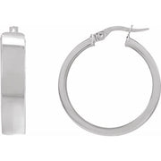 Sterling Silver Flat Tube 23 mm Hoop Earrings
