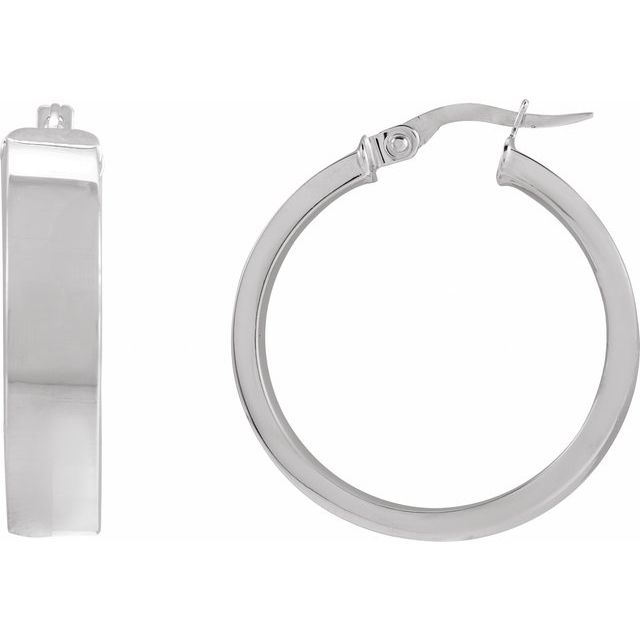 Sterling Silver Flat Tube 23 mm Hoop Earrings