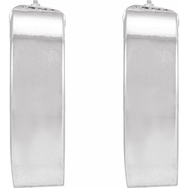 Sterling Silver Flat Tube 15 mm Hoop Earrings