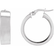 Sterling Silver Flat Tube 15 mm Hoop Earrings