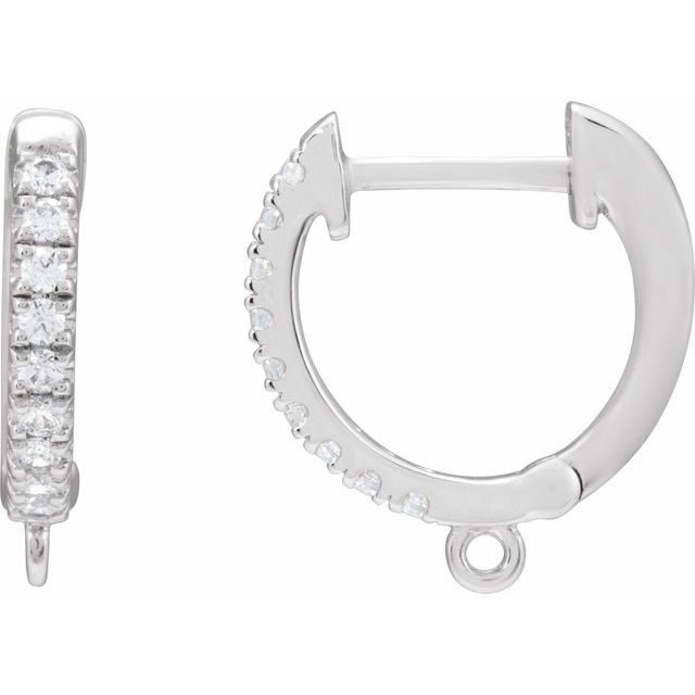 14K White 1/10 CTW Lab-Grown Diamond Hinged 11.8 mm Hoop Earring Top