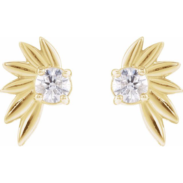 14K Yellow 1/5 CTW Natural Diamond Half-Flower Earrings