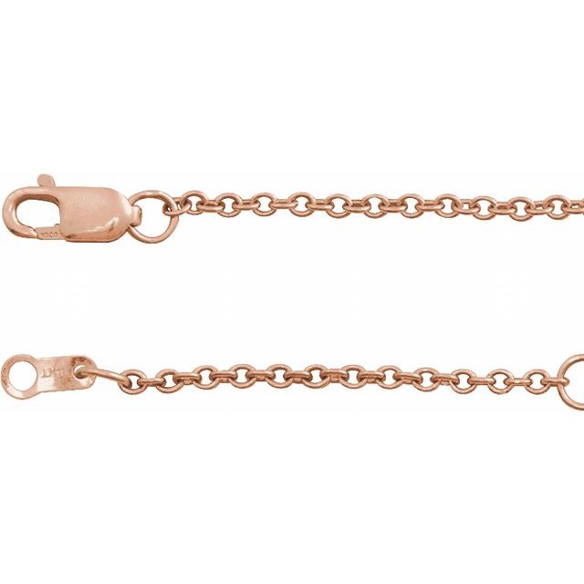 14K Rose 1.5 mm Adjustable Cable 16-18' Chain