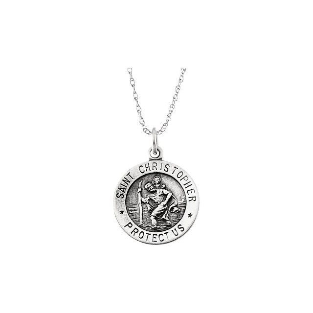 Sterling Silver 15 Mm St. Christopher Medal 18” Necklace