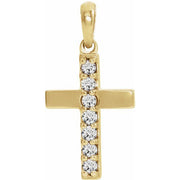 14K Yellow Lab-Grown Diamond Cross Pendant