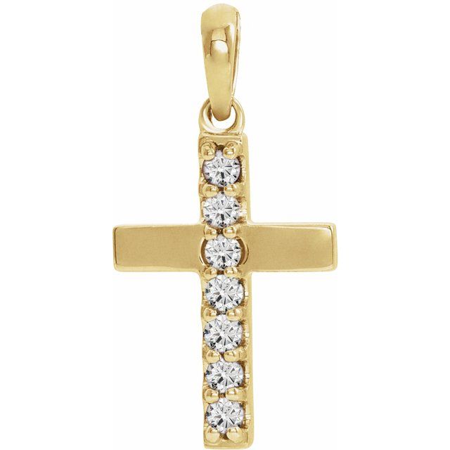 14K Yellow Lab-Grown Diamond Cross Pendant