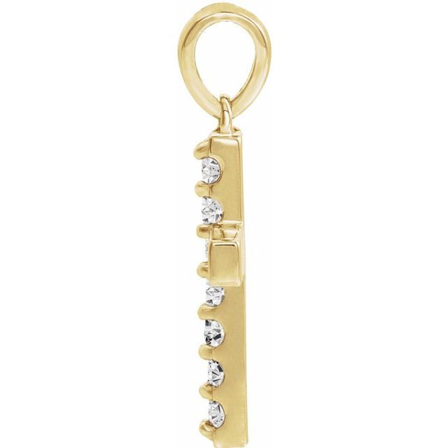 14K Yellow Lab-Grown Diamond Cross Pendant