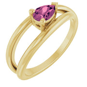 14K Yellow Natural Pink Tourmaline Negative Space Ring