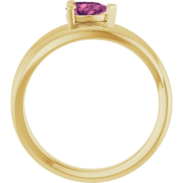 14K Yellow Natural Pink Tourmaline Negative Space Ring