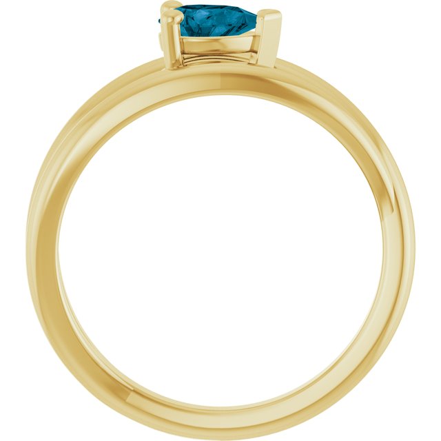 14K Yellow Natural London Blue Topaz Negative Space Ring