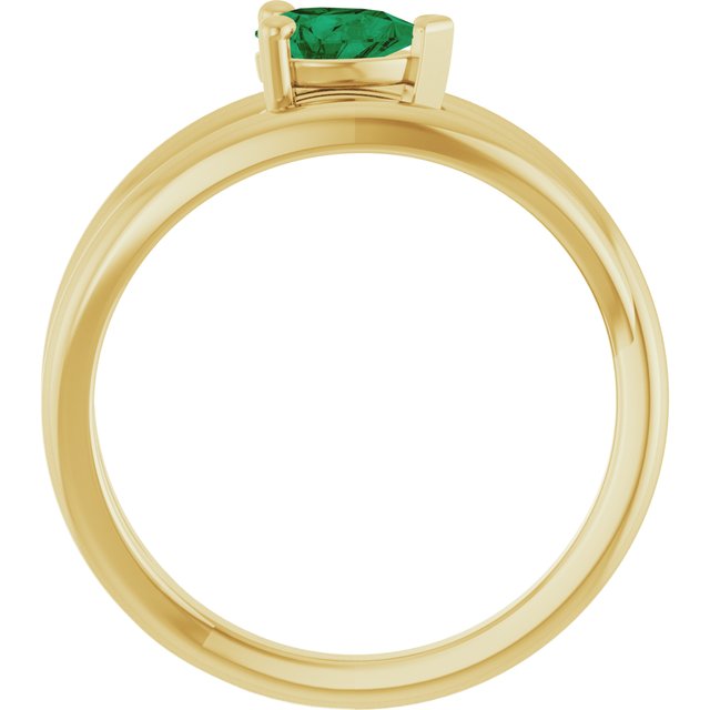14K Yellow Lab-Grown Emerald Negative Space Ring