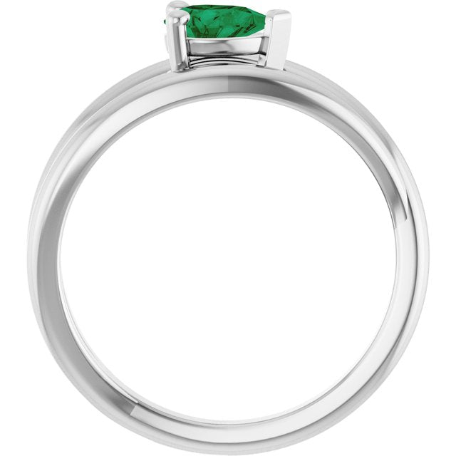 14K White Lab-Grown Emerald Negative Space Ring