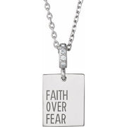 Sterling Silver .02 CTW Natural Diamond Faith Over Fear 16-18' Necklace