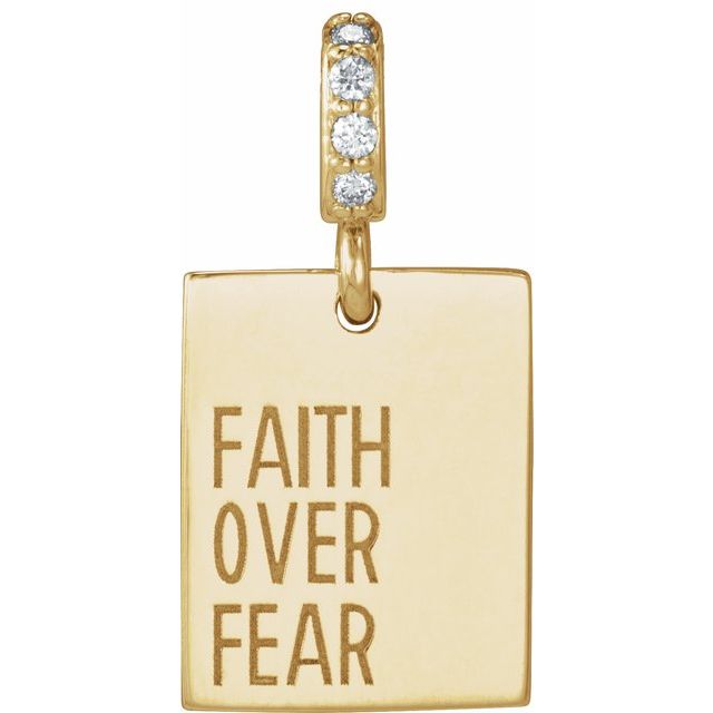 14K Yellow .02 CTW Natural Diamond Faith Over Fear Pendant