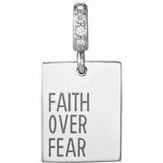 14K White .02 CTW Natural Diamond Faith Over Fear Pendant