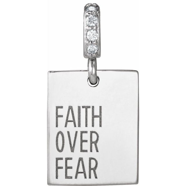 Sterling Silver .02 CTW Natural Diamond Faith Over Fear Pendant