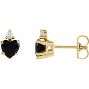 14k Yellow Natural Black Onyx & .06 Natural Diamond Stud Earrings