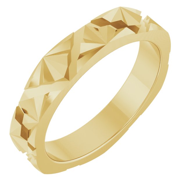 14K Yellow 3.5 mm Art Deco Patterned Band Size 4.5