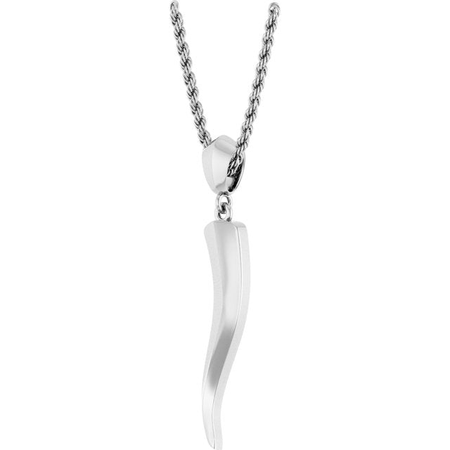Sterling Silver Italian Horn 20' Necklace