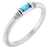 Sterling Silver Lab-Grown Aqua Sapphire Stackable Ring