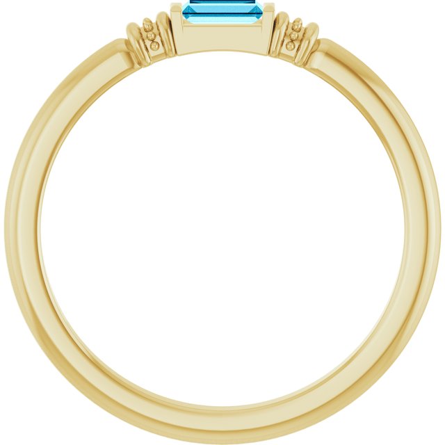14K Yellow Lab-Grown Aqua Sapphire Stackable Ring