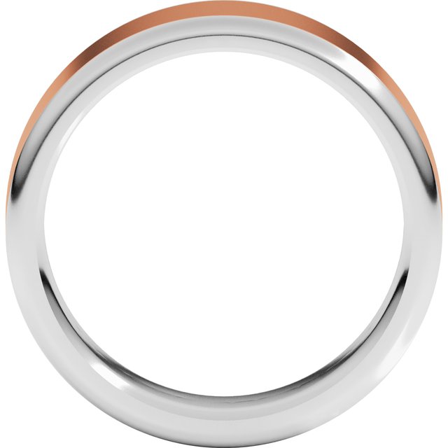 14K White/Rose 7 mm Flat Band with Round Edge Size 10