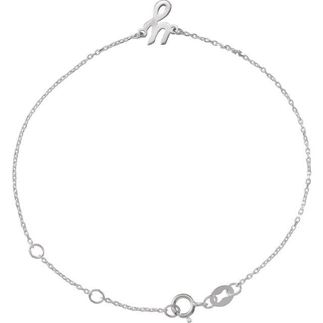 14K White Initial Y 6 1/2-7 1/2' Bracelet
