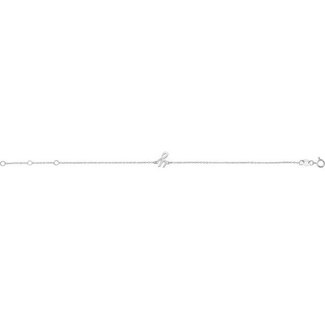 14K White Initial Y 6 1/2-7 1/2' Bracelet