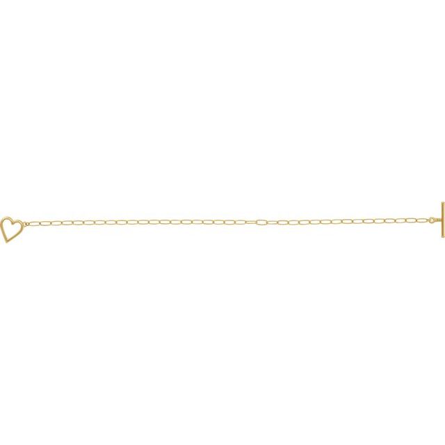 14K Yellow Heart & Paperclip-Style Chain 6' Bracelet