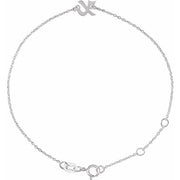 14K White Initial X 6 1/2-7 1/2' Bracelet