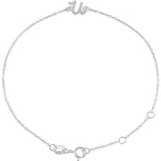 14K White Initial U 6 1/2-7 1/2' Bracelet