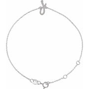 14K White Initial J 6 1/2-7 1/2' Bracelet