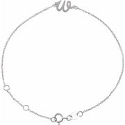 Sterling Silver Initial W 6 1/2-7 1/2' Bracelet