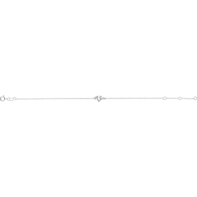 14K White Initial V 6 1/2-7 1/2' Bracelet