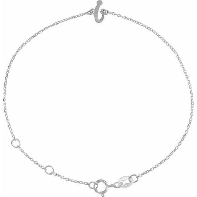 14K White Initial I 6 1/2-7 1/2' Bracelet