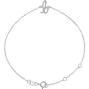 14K White Initial B 6 1/2-7 1/2' Bracelet