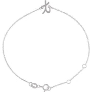 14K White Initial T 6 1/2-7 1/2' Bracelet