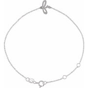 14K White Initial F 6 1/2-7 1/2' Bracelet