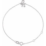 14K White Initial H 6 1/2-7 1/2' Bracelet