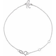 14K White Initial K 6 1/2-7 1/2' Bracelet