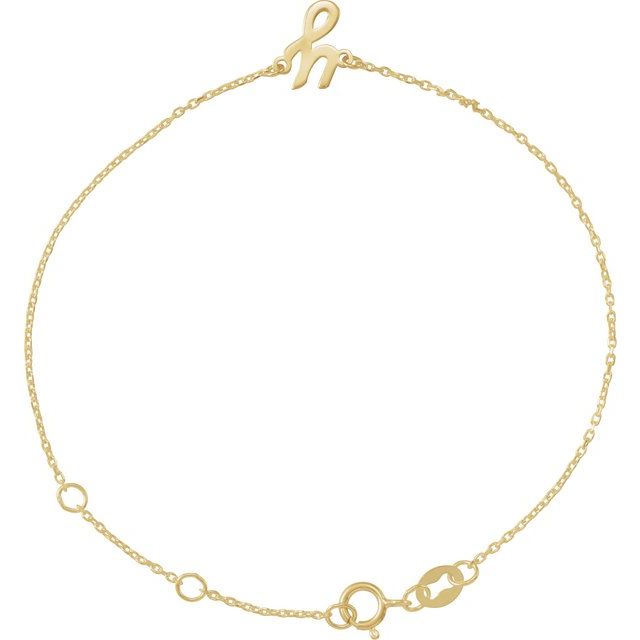 14K Yellow Initial Y 6 1/2-7 1/2' Bracelet