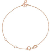 14K Rose Initial Y 6 1/2-7 1/2' Bracelet