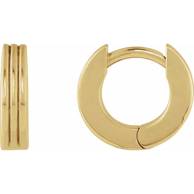 14K Yellow Hinged 10 mm Huggie Hoop Earrings