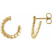 14K Yellow Front-Back Heart 14.2 mm Right Hoop Earrings